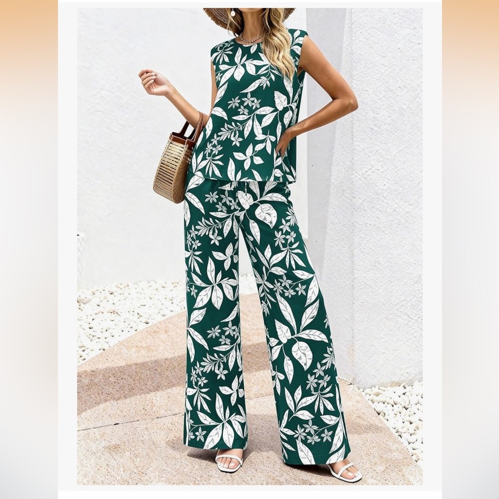 BTFBM Floral Green Pant Suit